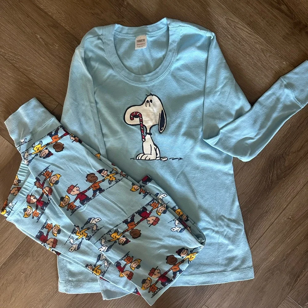 Hanna Andersson Light Blue Snoopy Pajama Set - Picture 1 of 3